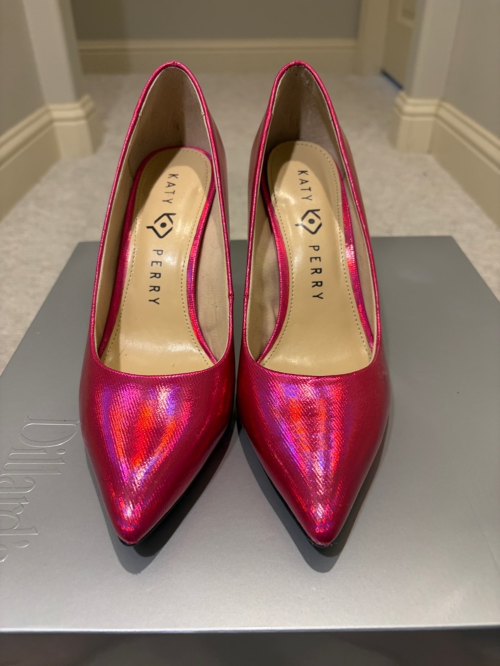 Katy Perry Collections Shimmering Iridescent Hot Pink Pointed Pumps
